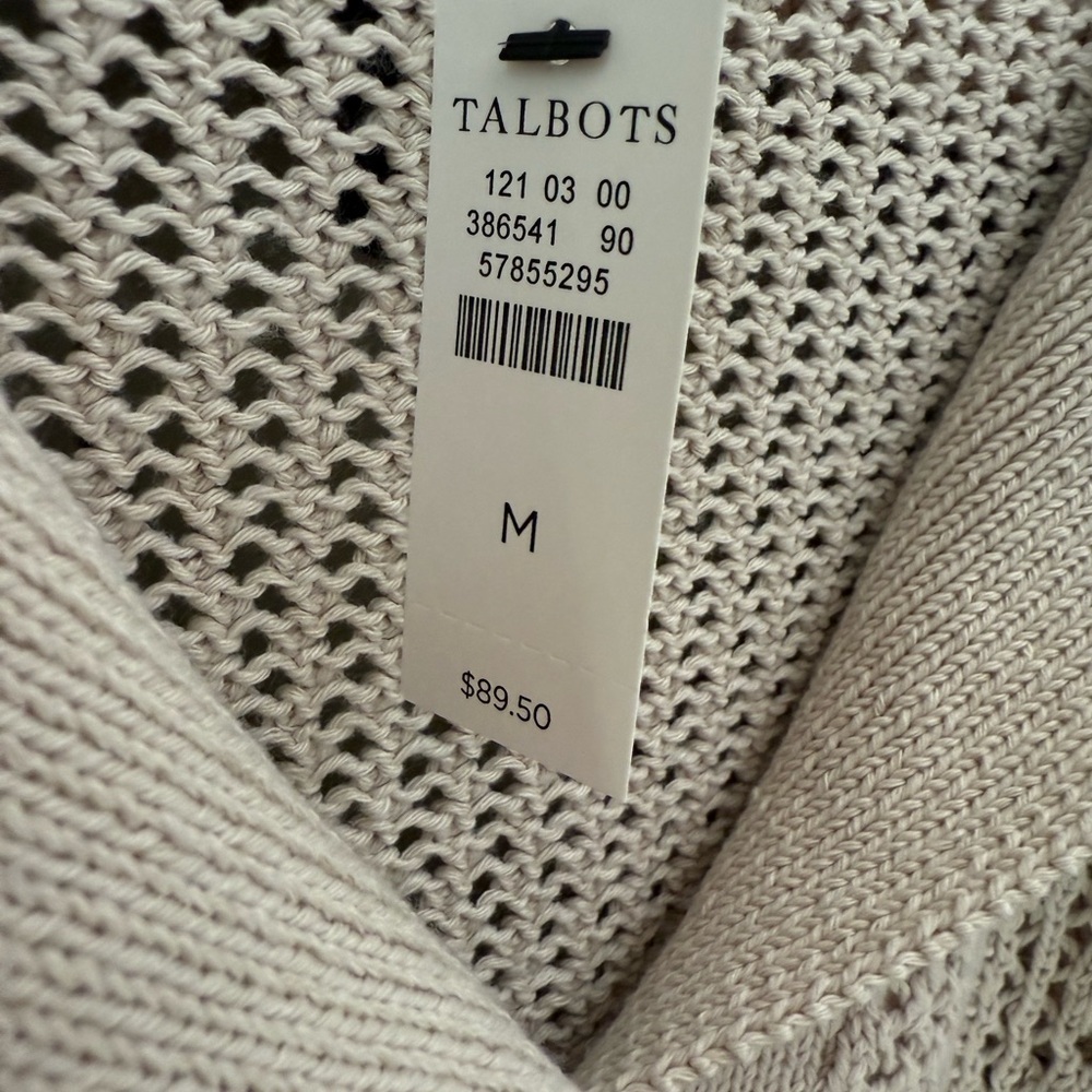 NWT Talbots Cream & White V-Neck Women's Sweater SZ M (Summer 2025) - Picture 2 of 16